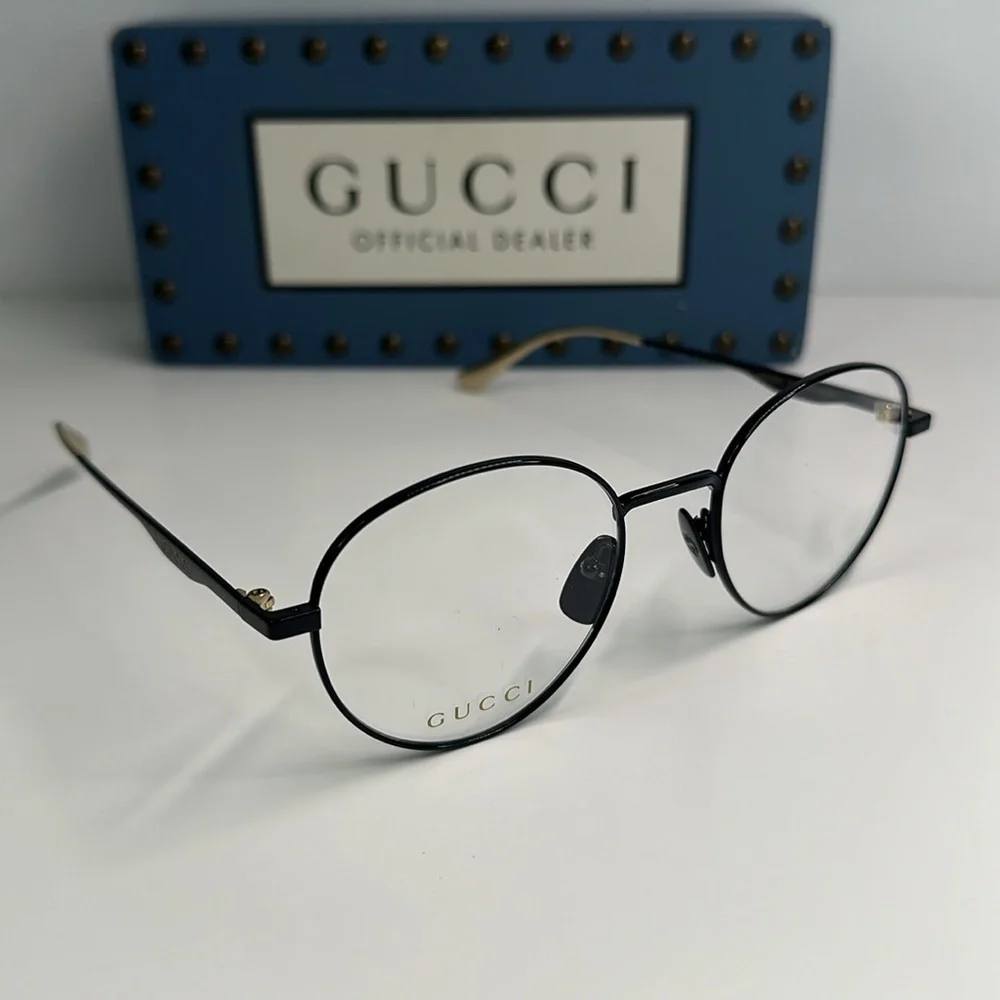 New Authentic GUCCI GG0337O Round Black Eyeglasses